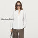 Massimo Dutti Autumn and Winter New Products 2025 Women's Clothing Classic Versatile Basic High Intelligent Cotton Long-Sleeved Shirt 05137887 White XS (165/84A)