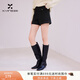 Xiangying black woolen suit shorts for women 2025 winter new textured a-line high-waist slim wide-leg hot pants black L 165/88A/110-125Jin Jin equals 0.5 kg