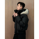 Jufeng black American short pu leather down jacket men's winter detachable fur collar cotton jacket high-end bread suit black S (recommended 80-95Jin Jin equals 0.5kg)