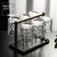 Guiqi glass water cup holder set household simple high temperature resistant transparent drinking cup wine glass living room teacup 6 tree pattern cup 250ml + white cup holder