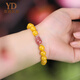 Italian natural beeswax bracelet for women, amber chicken fat, yellow honey, crystal Pixiu bracelet, round beads, original light luxury gift 8mm (with certificate)