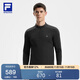 FILA official men's knitted long-sleeved top 2025 winter fitness sports plus velvet basic long T
