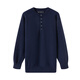 Swinging Oarer Early Autumn Dark Blue Henley Collar Sweater Sweater Jacket Men's Loose American Men's Korean Style Korean Trend Blue M