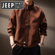 JEEP SPIRIT Jeep High-end Jacket Men's 2025 Autumn and Winter New Japanese Retro Trendy Brand Plaid Stand Collar Loose Jacket Men Red M 100-120Jin Jin is equal to 0.5 kg
