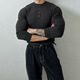 Henry collar long-sleeved sweater men's spring new American high-end muscular men's fitness all-match slim T-shirt black M