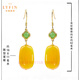 La Yun Feiyin natural beeswax earrings for women, yellow yellow amber earrings, jasper accessories, S925 silver noble temperament earrings, natural beeswax earrings