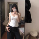 White camisole women's summer bow lace inner bottoming short sweet hot girl outer top white S recommended 75-95Jin Jin equals 0.5 kg