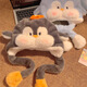 CTRLEND 2025 cartoon penguin fish warm hat for girls cute animal plush funny moving non-slip warm hat gray penguin (ears can move) head circumference (55cm-59cm)
