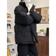 She Manlai Black American Down Jacket Men's Winter Thickened Stand-up Collar Cotton Jacket Lined with Velvet Lambswool Jacket Bread Jacket Black XL