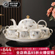 Yanze bone china rotatable water set tea set teapot teacup set opening housewarming gift light luxury high-end gift box bone china Hanmei elegant set-wooden gift box