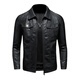 ARMANI EXCHANGE Armani black short leather jacket men's motorcycle style leather jacket fashion new autumn and winter retro lapel leather black plus velvet L 110-130Jin Jin equals 0.5 kg