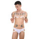 Men's sexy underwear set lace hollow underwear gay halter bra mini vest thong white bra + panties S