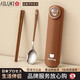 He Jiagong 316 stainless steel chopsticks and spoon set cutlery box student portable tableware set for one person 316 bear spoon + wooden chopsticks + bear box 3-piece set