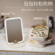 Printed pattern desktop makeup mirror student dormitory office dressing portable desktop folding flip mirror cute briquettes edge folding mirror small (10.5*7.5cm)