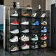 Yusenyi Craft Plastic Shoe Box Flip Cover Combination Shoe Cabinet Home Dormitory Front Side Opening Magnetic Absorption Box Transparent Shoe Box 10 Pack Black Side Opening 33x27.5x21 10 Pack Black Side Opening 33x27.5x21