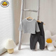 G.duck little yellow duck Korean style baby clothes suit spring and autumn new fashionable baby overalls long sleeve male and female baby spring gray rice woolen wide shoulder suit 80cm