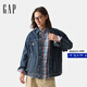 GAP Men's and Women's 2025 Spring New Pure Cotton Washed Denim Jacket Loose Basic Jacket 723088 Medium Wash M (170/92A) Asian Size