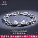 Aido Diamond pt950 platinum bracelet for men, elegant platinum double leopard head bracelet, cross chain body, domineering bracelet (customized) 16-18 grams, length 17-23cm