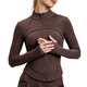 Modal Slim Fit Velvet Sports Jacket Autumn and Winter Yoga Wear Long Sleeve Top Women's Pilates Fitness Jacket Chestnut L