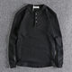 Hong Kong purchasing American retro high-weight knitted versatile henley collar long-sleeved men's T-shirt solid color spring and autumn bottoming shirt black S S100-120Jin Jin is equal to 0.5 kg
