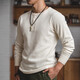 Maden workwear American retro heavyweight waffle henley shirt Ami khaki inner bottoming long-sleeved T-shirt men's spring off-white S