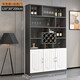 Yusenyi wine cabinet against the wall living room home red wine storage cabinet modern simple wine cabinet sideboard integrated entrance cabinet customization 120 long European style door 3 doors gray white double door