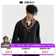 Earl Zall Henry Collar Long Sleeve T-Shirt Men's Simple Commuting Versatile T-shirt 2025 Autumn New T531373 Moon Night Black M (170)