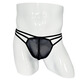 Men's elastic thong transparent sexy mesh underwear hollow underwear gay sexy suit hollow straps black 100-160Jin Jin equals 0.5kg inner wear