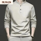 FR.YH.ZH Cotton Daji Cotton Industry Autumn and Winter Double-sided German Velvet Bottoming Shirt Men's Henry Trendy Versatile Long Sleeve T-Shirt Stand Collar Sweatshirt Gray 4XL