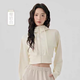 New hooded sports coat for women, loose and slim, outdoor leisure fitness long-sleeved Pilates training yoga top, cream yellow XL