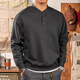 ElegantMan Winter and Autumn Henley Collar Sweatshirt Men's Pullover 320g Heavy New Henley Shirt Jacket Top Long Sleeve Casual Men Dark Gray M