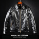 PJL new men's classic fashion casual simple Ami khaki retro new lapel horsehide leather jacket tea core black XL (170Jin Jin is equal to less than 0.5kg)
