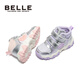 Belle Children's Shoes Girls' Velvet Sports Shoes 2025 Winter New Children's Cotton Shoes Warm Casual Shoes Silver/Purple 34