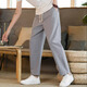 Dumeizi summer versatile nine-point pants men casual pants men Korean style loose straight-leg casual flat feet nine-point sports pants men dark gray [flat feet] L