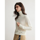 ELLE 100% sheep wool ELLE turtleneck seamless one-piece sweater for women 2025 winter new simple commuter sweater off-white M