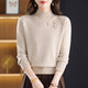 Factory direct sales three-dimensional flower half turtleneck sweater for women autumn and winter fashionable loose knitted bottoming beige XL