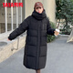 YAYA Extreme Cold Down Jacket Women's Long Over-the-Knee 2025 Winter New Fashion Casual Hooded Thickened Warm Jacket XB Black M (160)