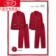 LangSha couple pajamas wedding red pure cotton long-sleeved women's spring and autumn zodiac year men's wedding festive home wear set QJ7409 men's XL