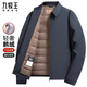Jiumuwang men's goose down down jacket 2025 winter new middle-aged business executive lapel warm jacket navy blue (goose down lining is removable) 3XL 190 (suitable for weight 170-185Jin Jin equals 0.5 kg)