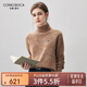 Komenboka 2025 autumn and winter new thickened 100% cashmere sweater women's turtleneck sweater solid color base sweater caramel color L