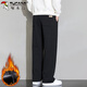 Woodpecker (TUCANO) pants men's casual pants men's winter style plus velvet thick style loose straight all-match sports pants black XL