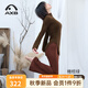 Love Hush Step Yoga Wear Set Autumn and Winter New Cashmere Feel Smocked Slimming Pilates Yoga Sports Long-Sleeved One-Cup T-Shirt A25410RCQA Olive Green+X24418NSR Ebony Brown M