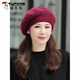 Woodpecker Women's Knitted Hat Winter Outdoor Warm Beret Grandma Mom Middle-aged and Elderly Wool Hat Fashionable and Versatile Khaki One Size