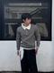 High-end handsome gray Henry collar knitted jacquard Polo shirt men's autumn and winter handsome high-end fake two-piece gray upgraded style M one size fits all