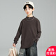 GOYN Boys' Bottoming Shirt Spring and Autumn 2025 New Autumn Clothes for Boys Medium and Large Children Autumn and Winter Half Turtle Collar Cotton Autumn Brown 110 cm
