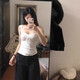 White camisole women's summer bow lace inner bottoming short sweet hot girl outer top white S recommended 75-95Jin Jin equals 0.5 kg
