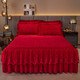 Fantasy thickened high-end baby velvet quilted bed skirt single piece red high-end lace autumn and winter Shengshi Landai-big red high-end baby velvet thickened and warm 180cmx200cm single piece bed skirt