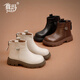 G.duck Girls' Boots Children's Martin Boots Genuine Leather Princess Short Boots 2025 New Winter Baby Plush Leather Boots Brown Single Liner (10~25 C) 23 The inner length of the shoe is about 15.2CM