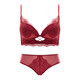 Victoria's Fantasy French New Style Underwear Set Small Breast Push Up Adjustable Sexy Lace Red Bra Burgundy (Set) M 34/75 (AB Pass)