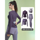 Best velvet back pocket for mobile phone fitness clothing top autumn Pilates beautiful yoga clothing long-sleeved running sports suit for women dark purple two-piece set (grey coffee purple pants) 2XL